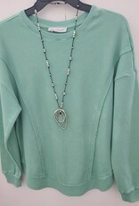 Keren Hart Keren Hart 22034 Mint Textured Round Neck Long Sleeve Top
