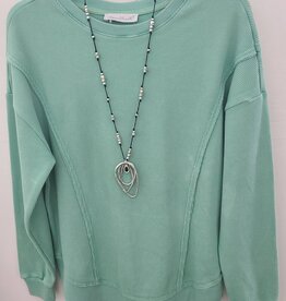Keren Hart Keren Hart 22034 Mint Textured Round Neck Long Sleeve Top
