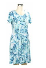 Southern Lady Southern Lady Jade Teal Floral Mid Length   Short Sleeve Dress