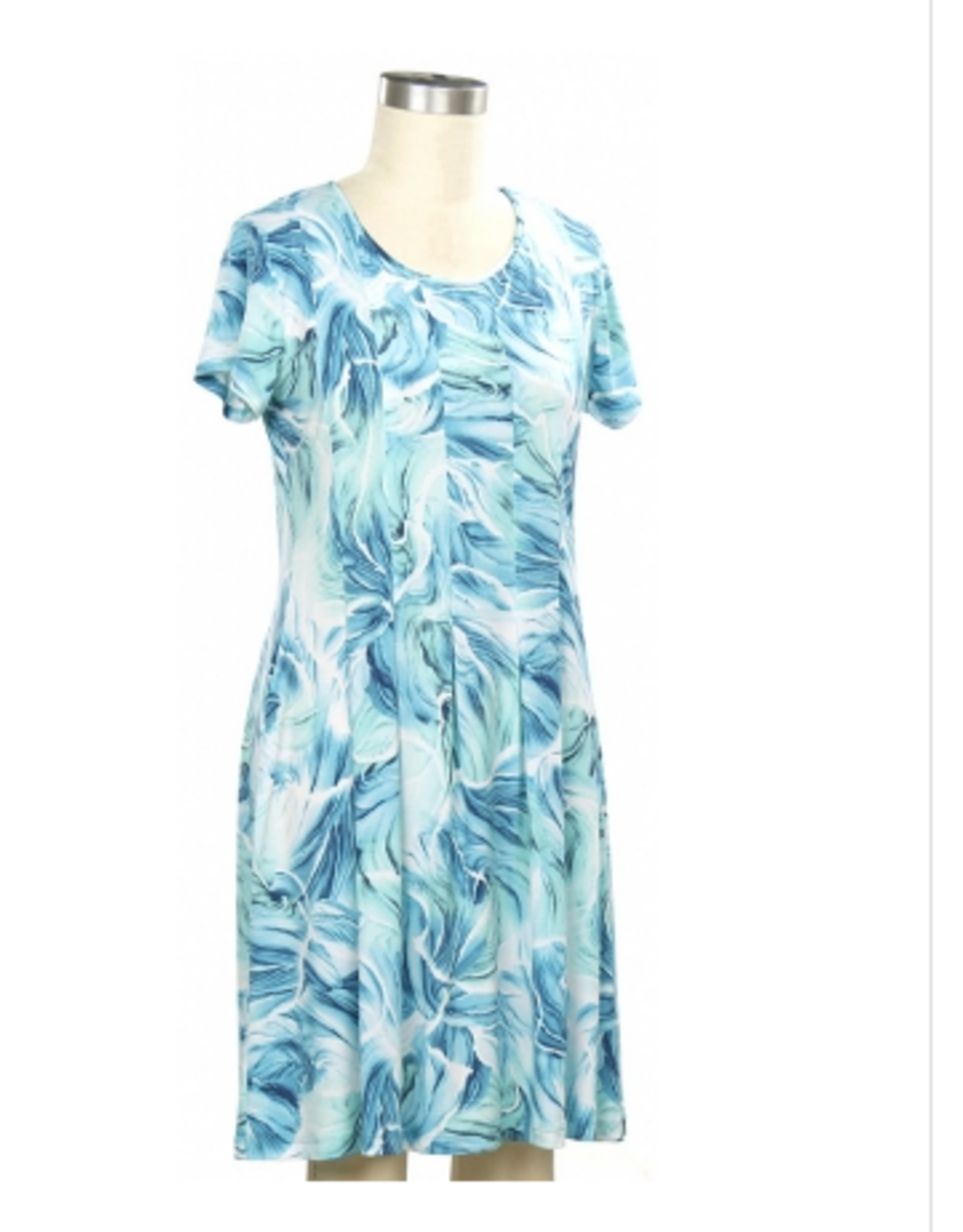 Southern Lady Southern Lady Jade Teal Floral Mid Length   Short Sleeve Dress