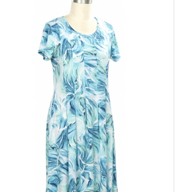 Southern Lady Southern Lady Jade Teal Floral Mid Length   Short Sleeve Dress