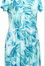 Southern Lady Southern Lady Jade Teal Floral Mid Length   Short Sleeve Dress