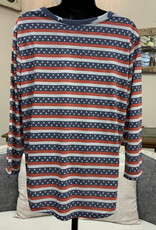 Keren Hart Keren Hart 22077 Red/White/Blue Stars & Stripes Round Neck 3/4 Slv Top