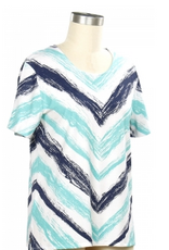 Links Links White Ocean Navy Print V-Neck Short Sleeve Top