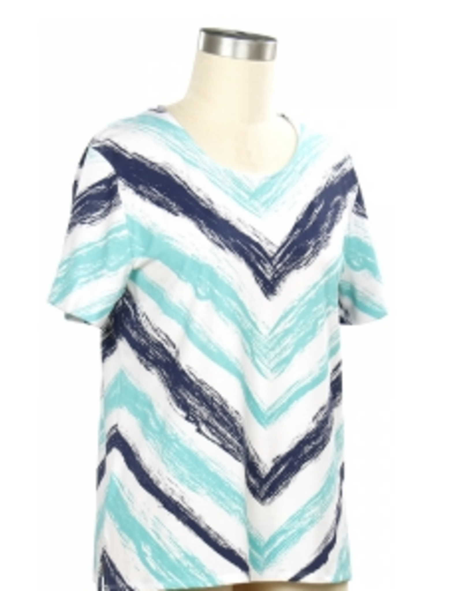 Links Links White Ocean Navy Print V-Neck Short Sleeve Top