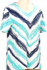 Links Links White Ocean Navy Print V-Neck Short Sleeve Top