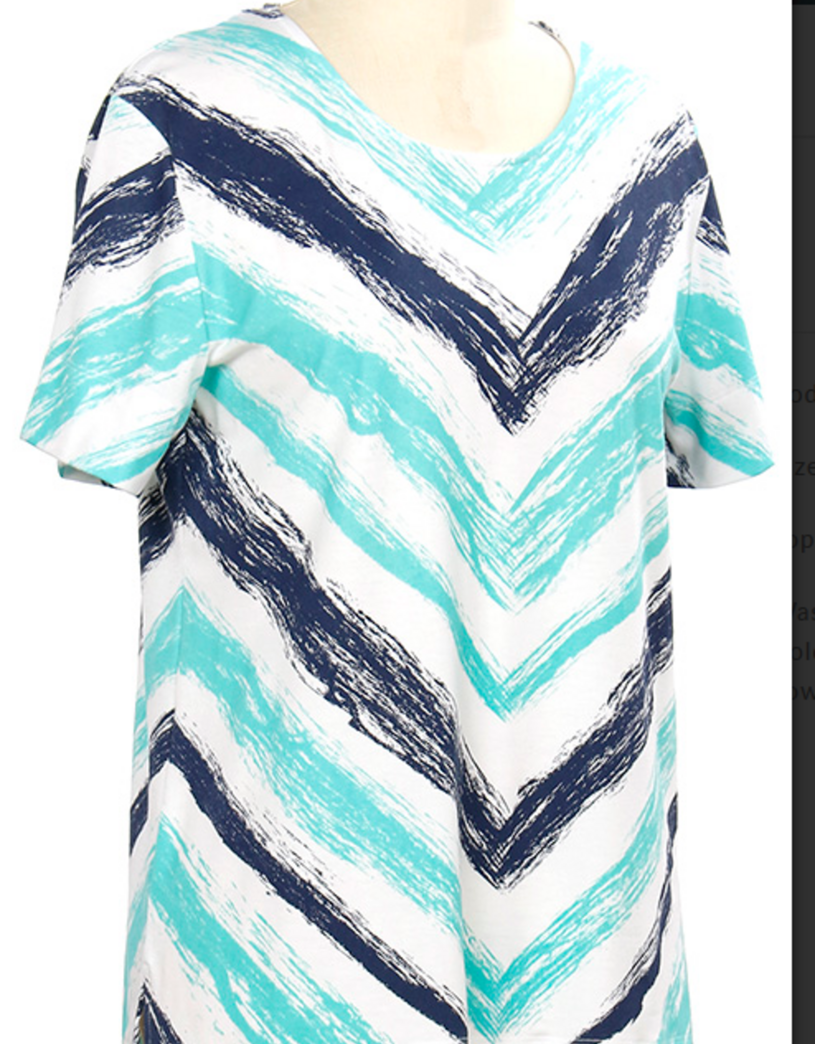 Links Links White Ocean Navy Print V-Neck Short Sleeve Top