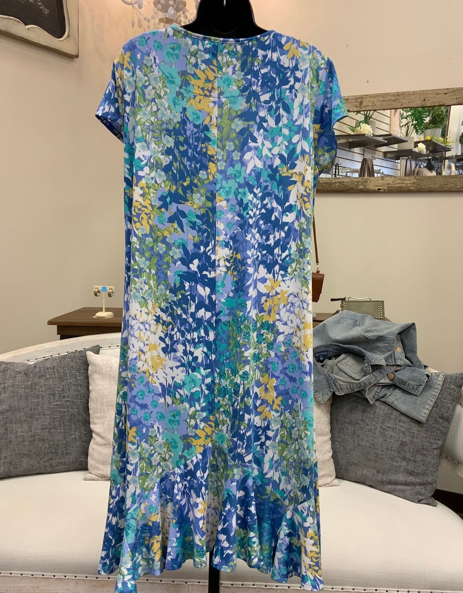 Southern Lady Southern Lady Fresco Yellow Lime  Floral Mid Length S/S Dress