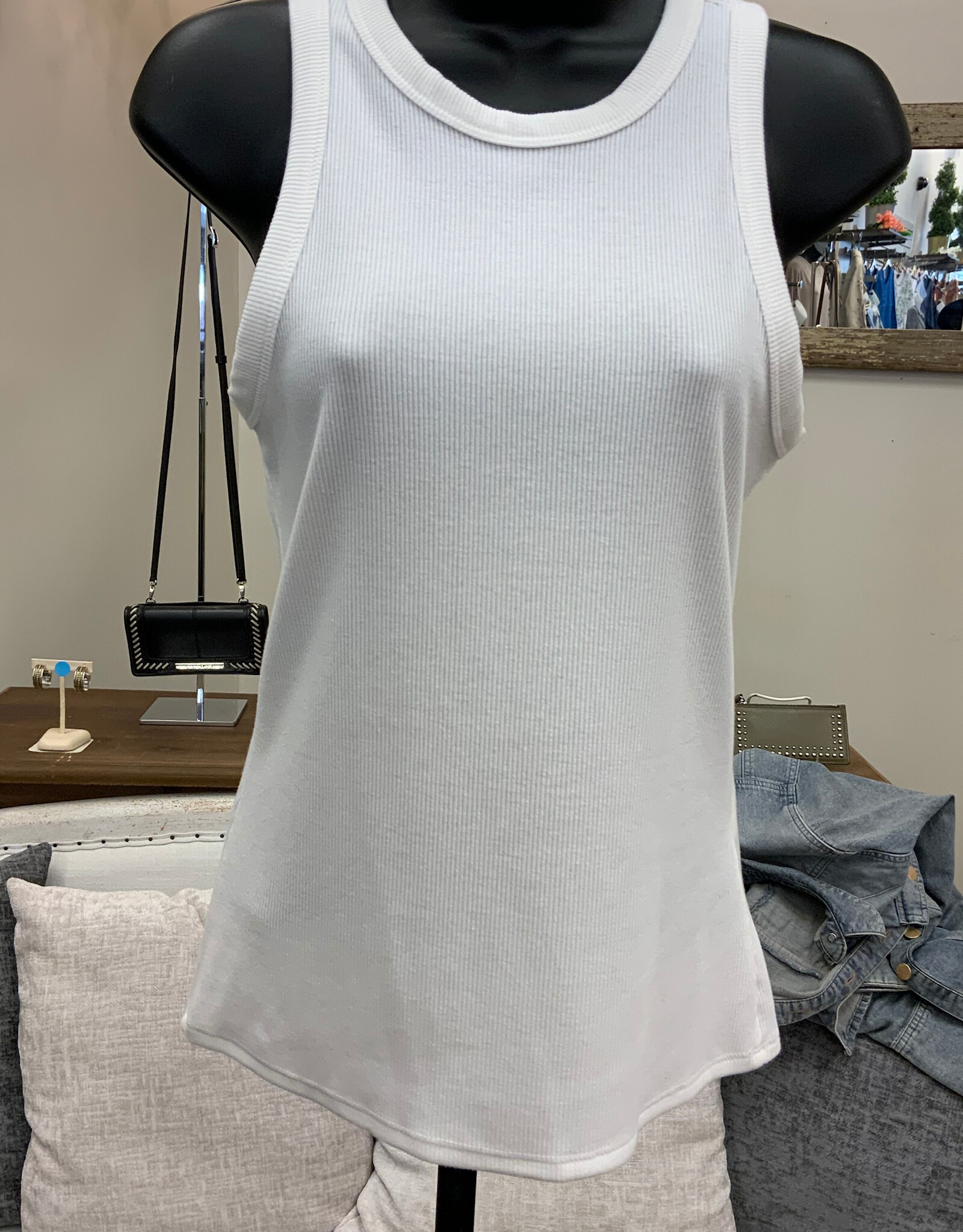 Kylie Paige Kylie Paige White Annie Ribbed Tank Top