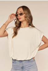 Kylie Paige Kylie Paige Cream Taylor Curved Neckline Short Sleeve Top