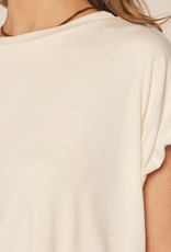 Kylie Paige Kylie Paige Cream Taylor Curved Neckline Short Sleeve Top