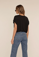 Kylie Paige Kylie Paige Black Taylor Curved Neckline Short Sleeve Top