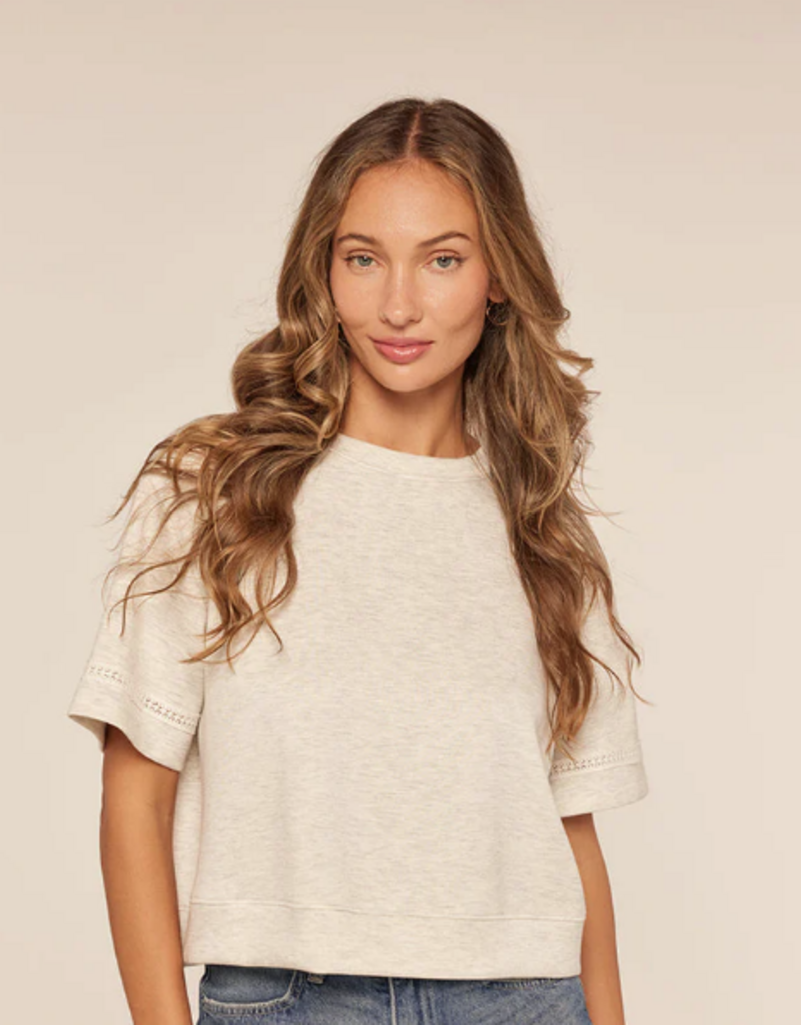 Kylie Paige Kylie Paige Grey Belinda round Neckline Short Sleeve Top