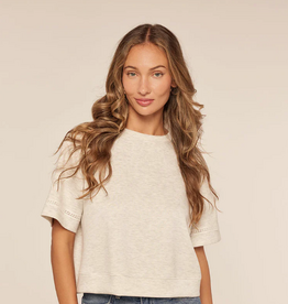 Kylie Paige Kylie Paige Grey Belinda round Neckline Short Sleeve Top