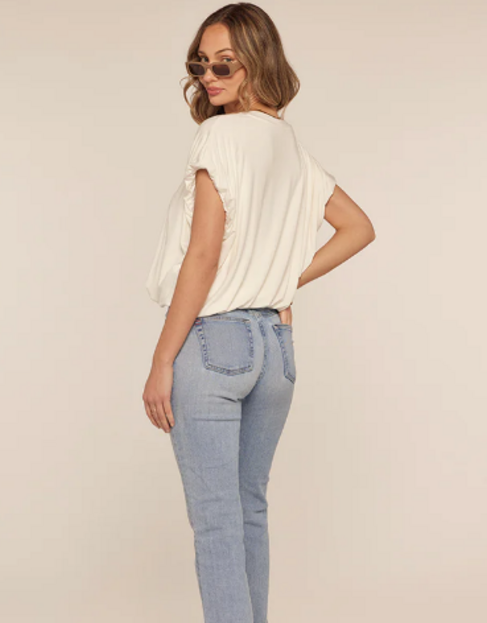 Kylie Paige Kylie Paige Grey Belinda round Neckline Short Sleeve Top