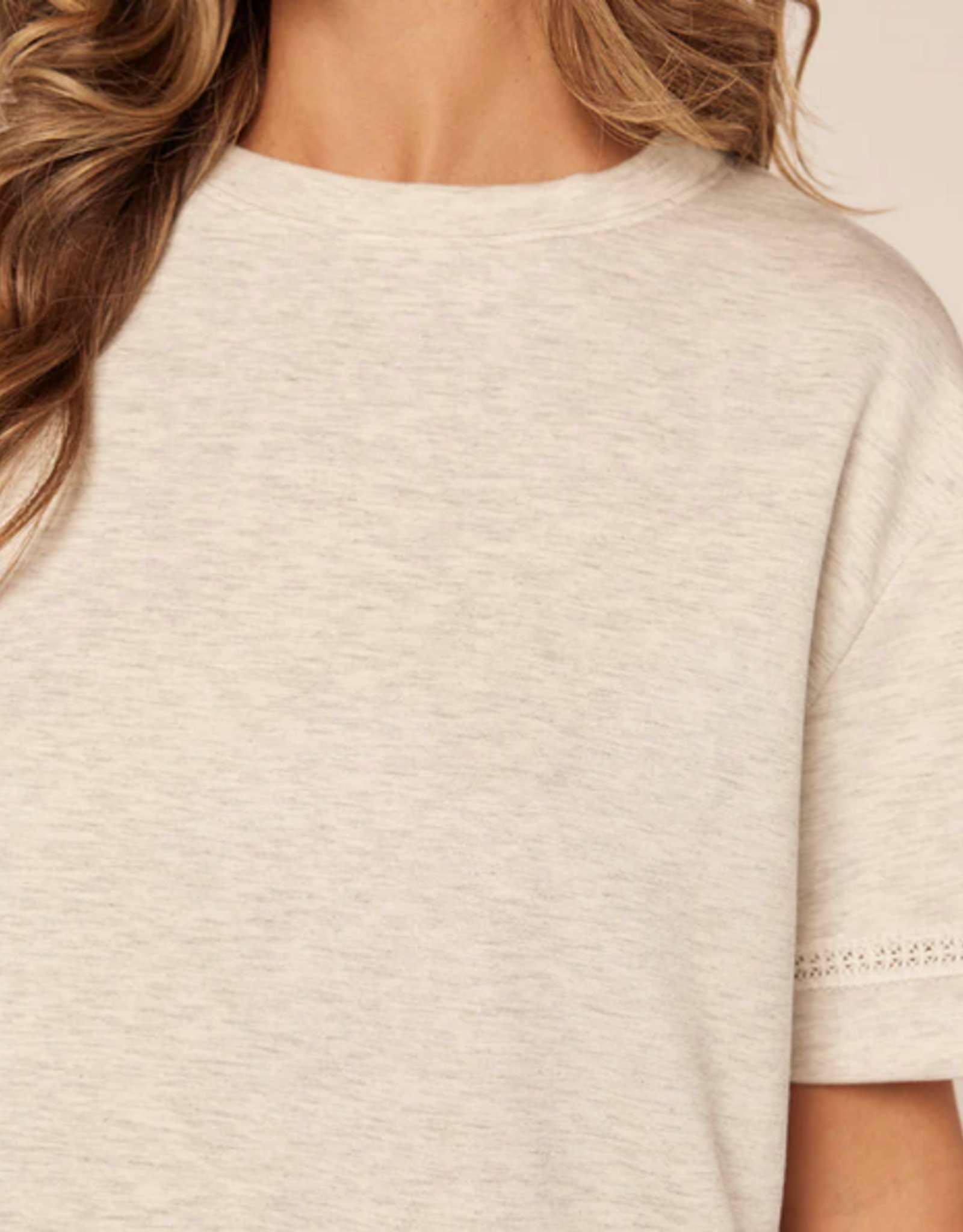 Kylie Paige Kylie Paige Grey Belinda round Neckline Short Sleeve Top