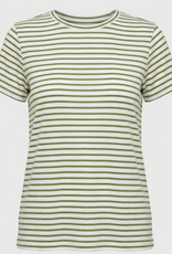 APNY APNY  White Sage Green Stripe S/S Round Neck Top