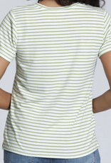 APNY APNY  White Sage Green Stripe S/S Round Neck Top