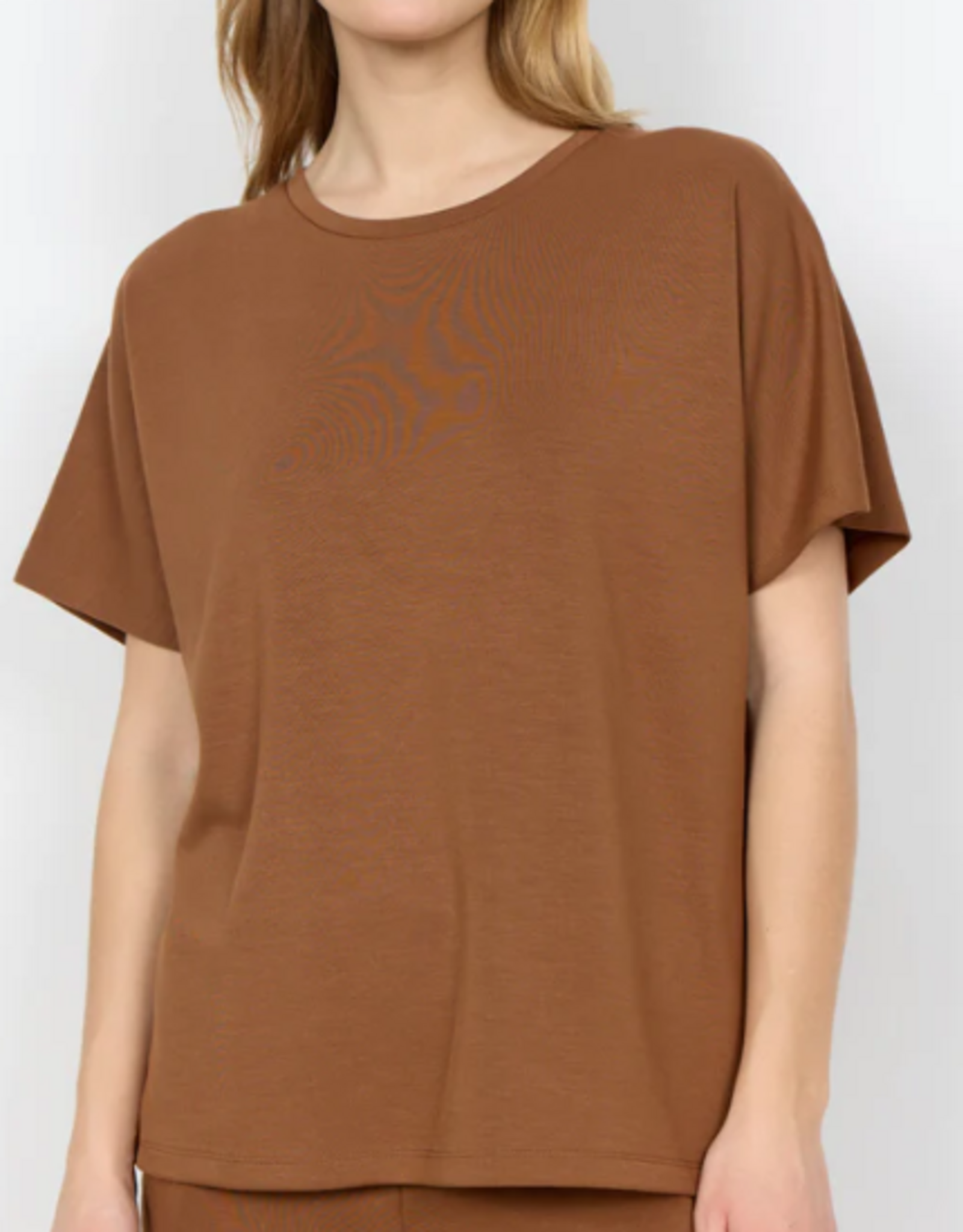 Soya Concept SOYACONCEPT Toffee Scuba Fabric Round Neck S/S Top