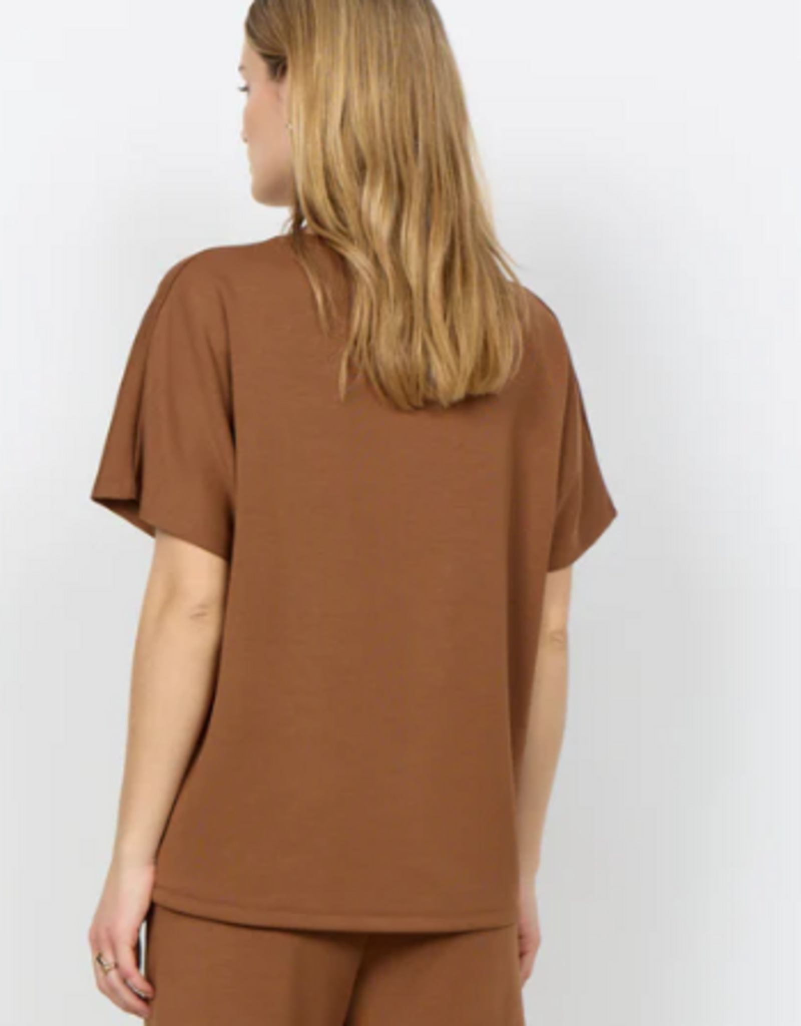 Soya Concept SOYACONCEPT Toffee Scuba Fabric Round Neck S/S Top