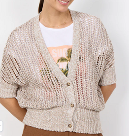 Soya Concept SOYACONCONCEPT Cream  Button Up S/S Open Knit Design Cardigan