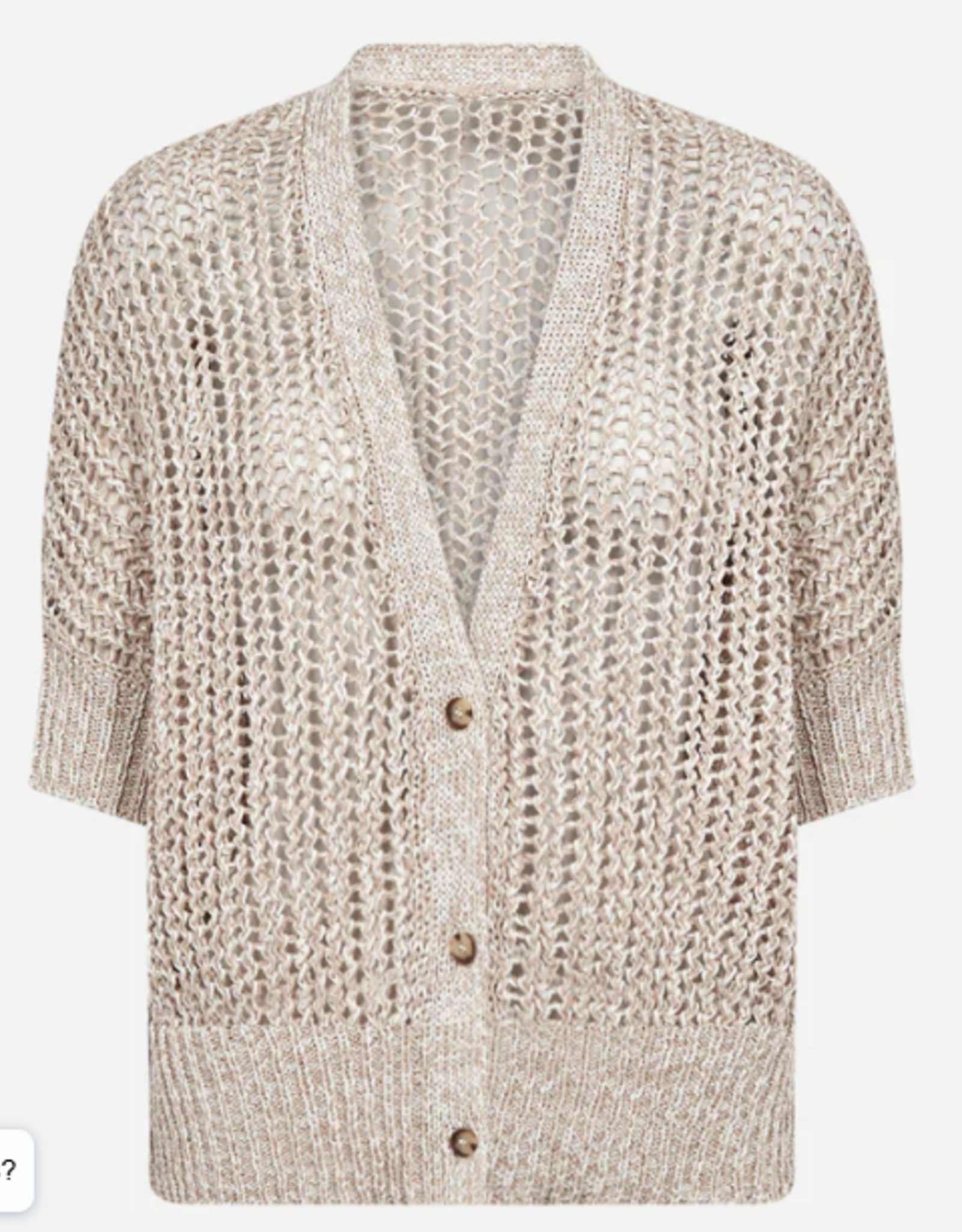 Soya Concept SOYACONCONCEPT Cream  Button Up S/S Open Knit Design Cardigan