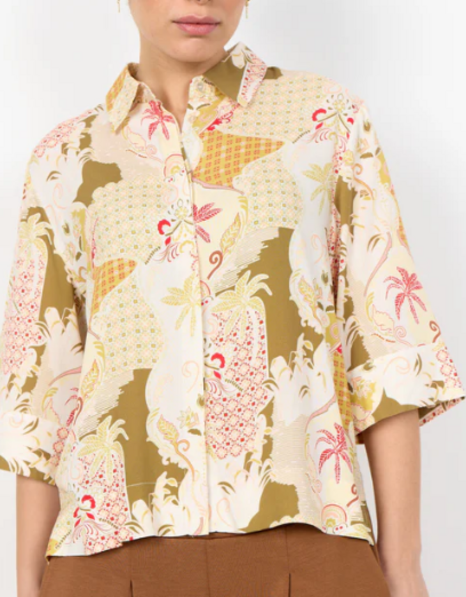 Soya Concept SOYACONCONCEPT Butter Nut Print  Button Up S/S Top