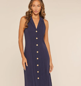 Kylie Paige Kylie Paige L61599 Navy Micaela Button Up  Sleeveless Dress