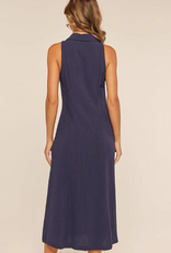 Kylie Paige Kylie Paige L61599 Navy Micaela Button Up  Sleeveless Dress