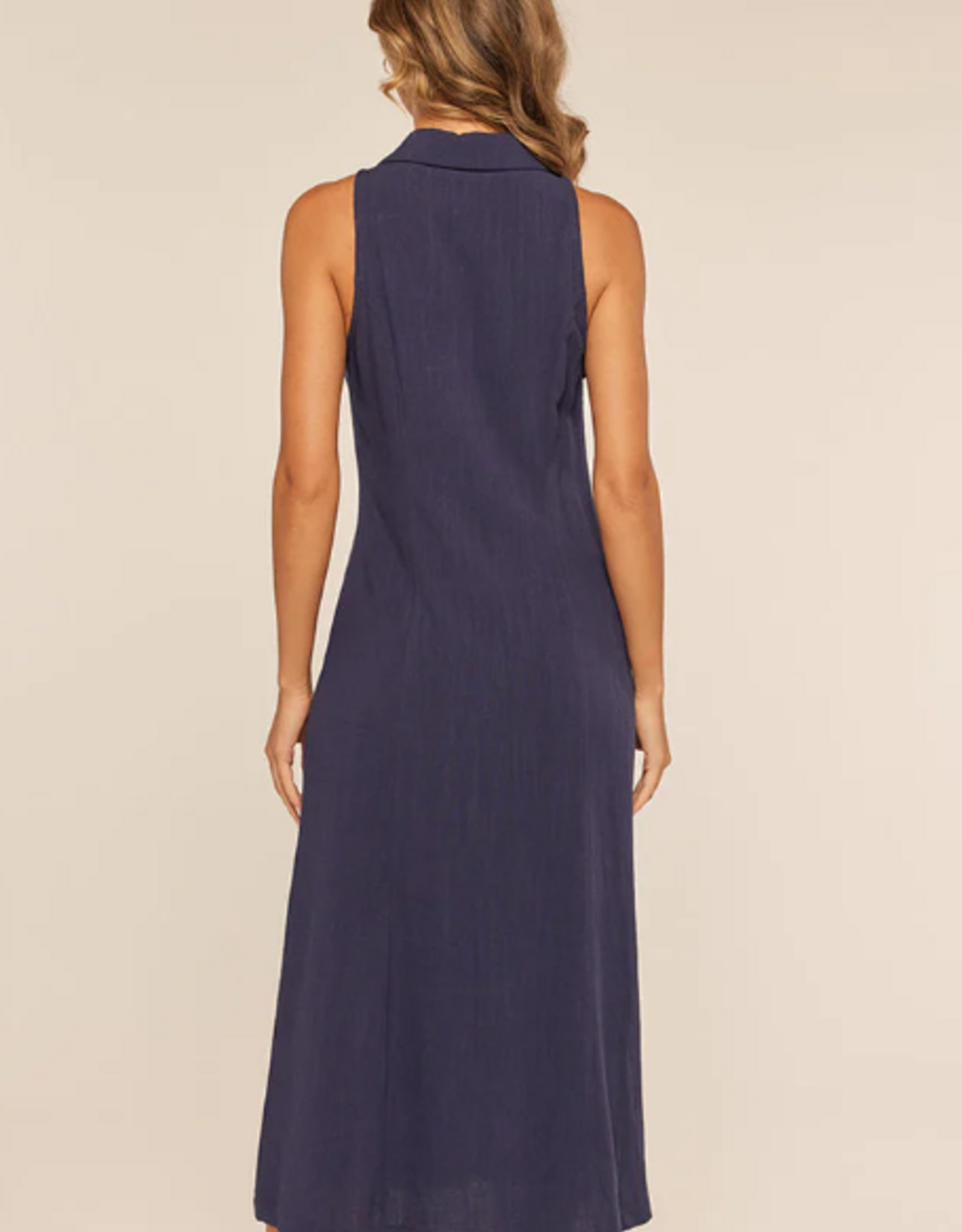Kylie Paige Kylie Paige L61599 Navy Micaela Button Up  Sleeveless Dress