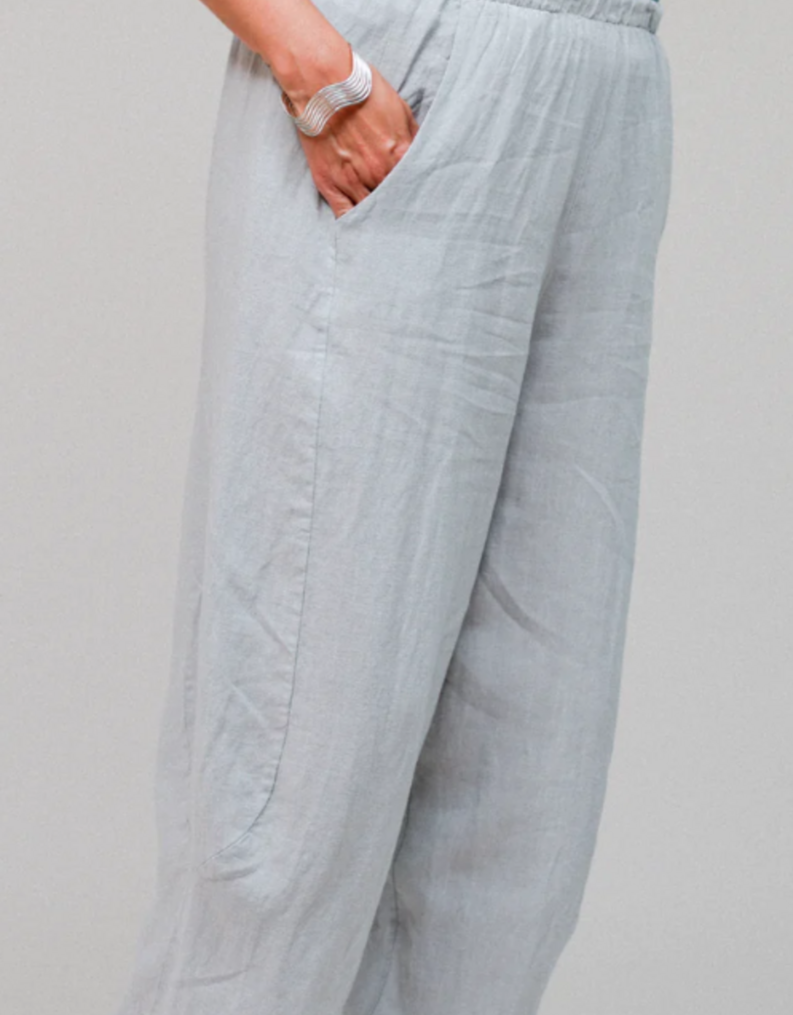Saga Saga Silver Linen Crop Bungee  Pull On Pant