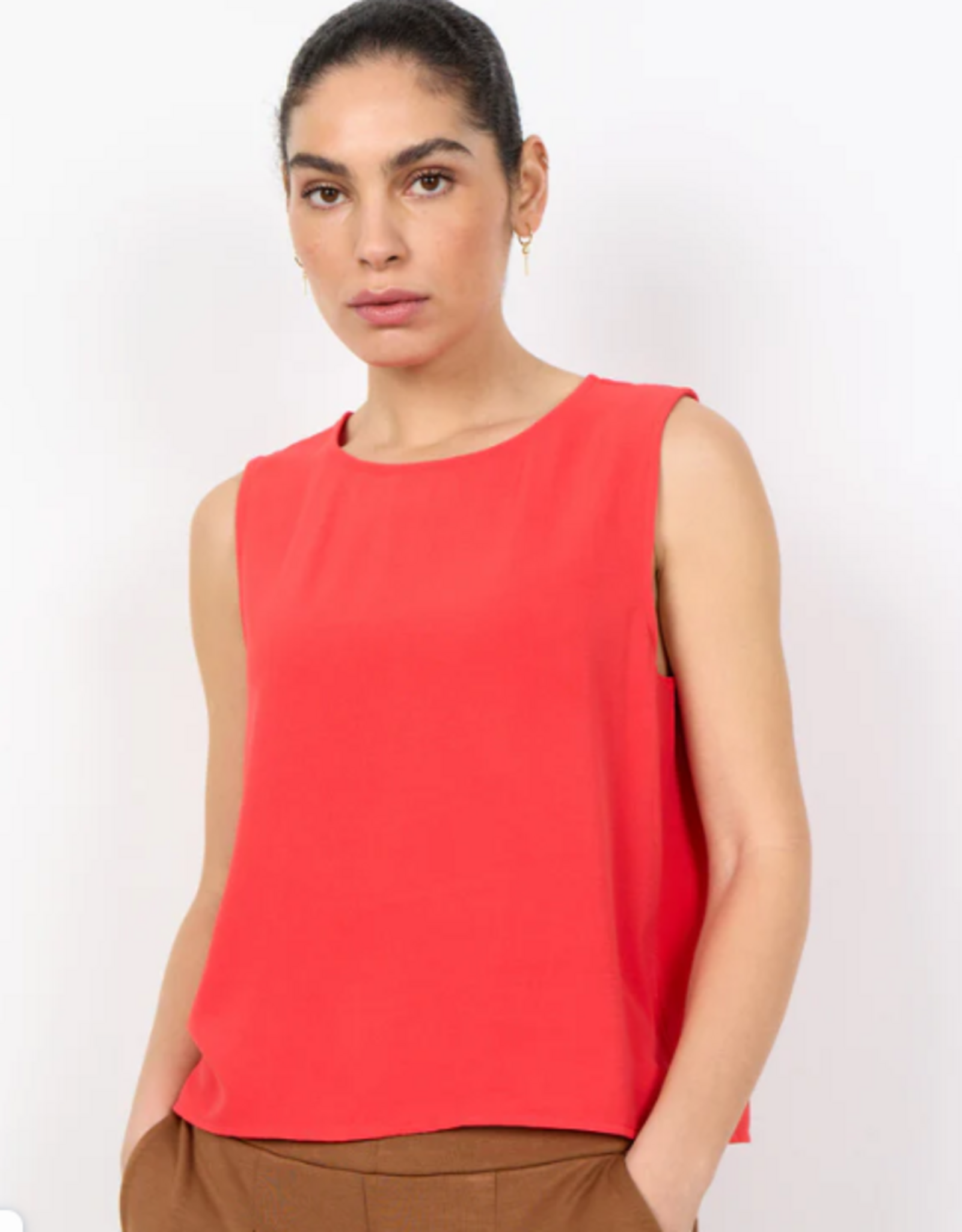 Soya Concept SOYACONCONCEPT Bittersweet Red Round Neck Sleeveless Top