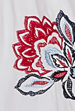 Ruby Road Ruby Road 76573 White Button-Up Round Neck L-S Top w/Floral Embroidery