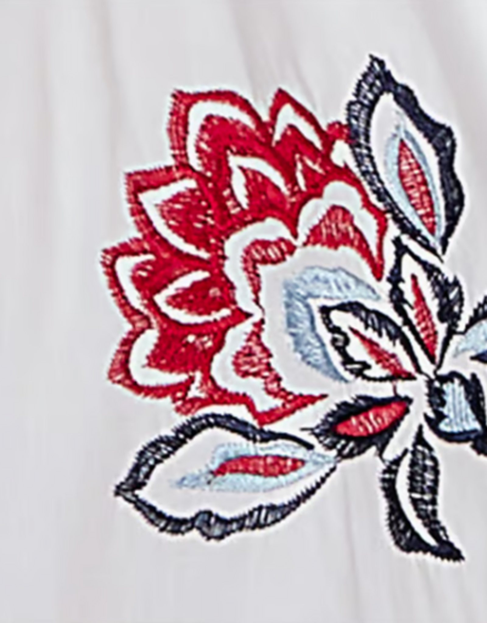 Ruby Road Ruby Road 76573 White Button-Up Round Neck L-S Top w/Floral Embroidery