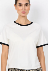 Soya Concept SOYACONCONCEPT Off White Blk Trim Round Neck S/S Top