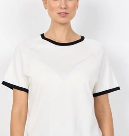 Soya Concept SOYACONCONCEPT Off White Blk Trim Round Neck S/S Top
