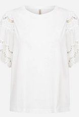Soya Concept SOYACONCEPT White Round Neck S/S Eyelet Detail Top