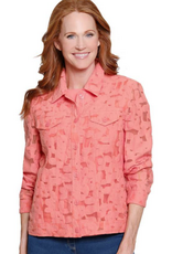 Multiples Multiples Coral Pink Button Up Jean Jacket Style L/S  Petite