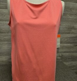 Multiples Multiples Coral Pink  Round Neck Sleeveless Petite Top