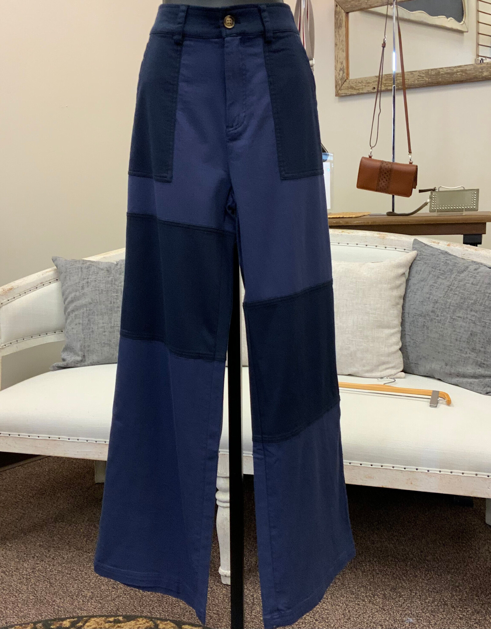 Threads 4 Thought Threads 4 Thought Pamela Navy Patchwork Stretch Twill Pant