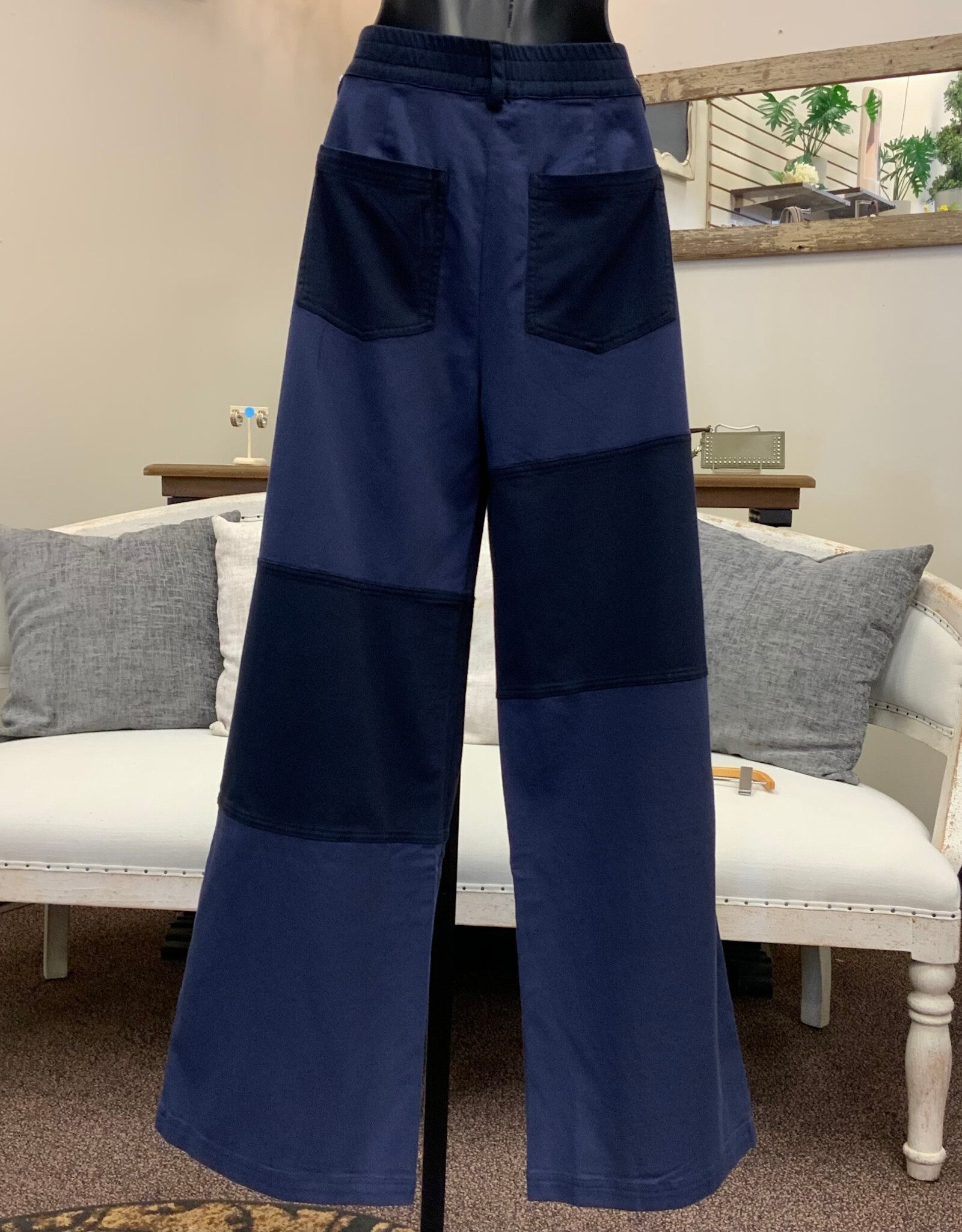 Threads 4 Thought Threads 4 Thought Pamela Navy Patchwork Stretch Twill Pant