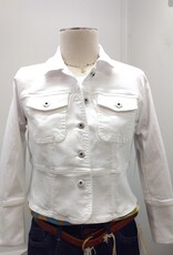 Multiples Multiples White Button Up Peplum Jean Jacket Petite