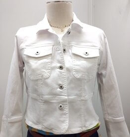 Multiples Multiples White Button Up Peplum Jean Jacket Petite