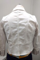Multiples Multiples White Button Up Peplum Jean Jacket Petite