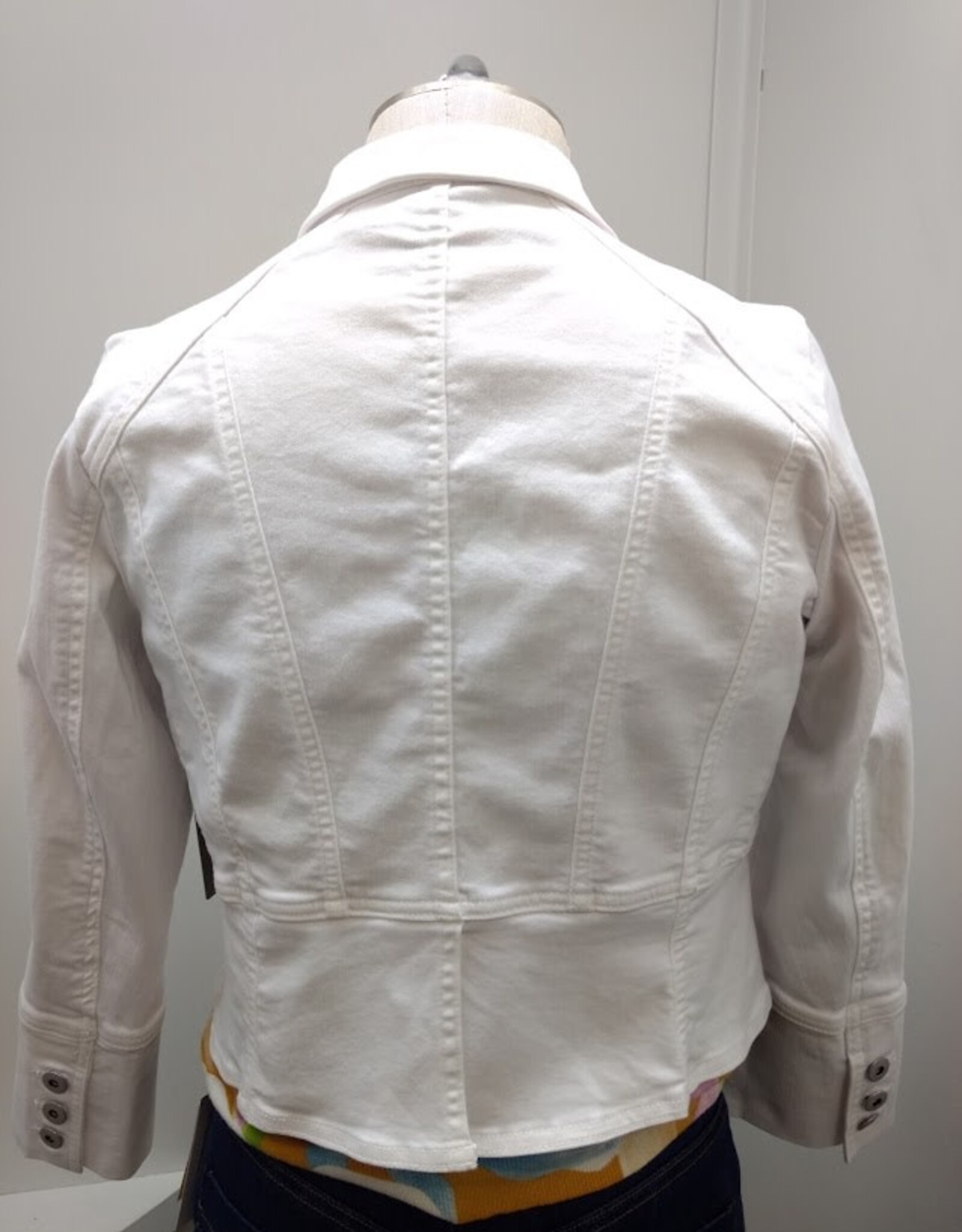 Multiples Multiples White Button Up Peplum Jean Jacket Petite