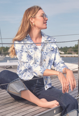Ruby Road Ruby Road 76730 Porcelain Blue Petite Button-Up Toile Print Denim Jacket