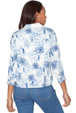 Ruby Road Ruby Road 76730 Porcelain Blue Petite Button-Up Toile Print Denim Jacket