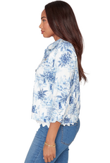 Ruby Road Ruby Road 76730 Porcelain Blue Petite Button-Up Toile Print Denim Jacket