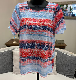 Ruby Road Ruby Road Navy Multi Floral Round Neck Short Sleeve Top