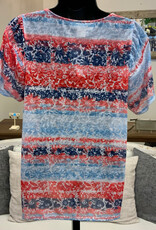 Ruby Road Ruby Road Navy Multi Floral Round Neck Short Sleeve Top